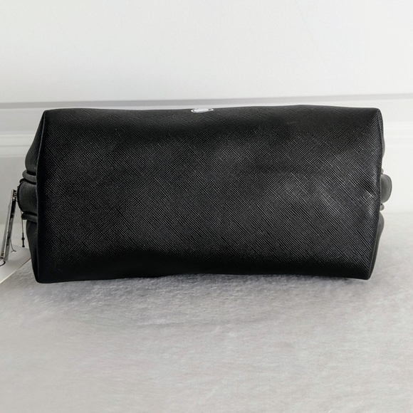 marc tetro Boston Terrier Large Cosmetic Case Pouch Bag PVC Saffiano Black NWT - Picture 8 of 12